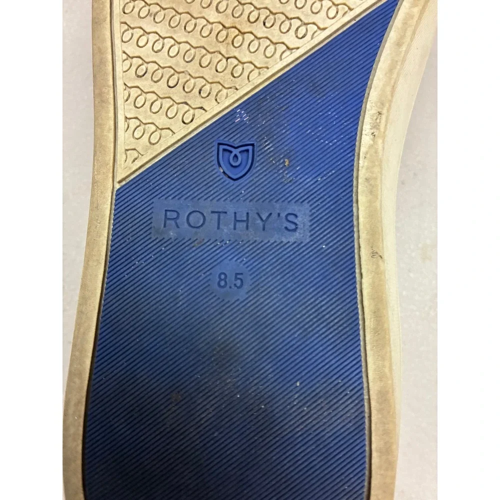Rothys The Sneaker Womens 8.5 Sand White Striped Knit Slip On Flat Shoes